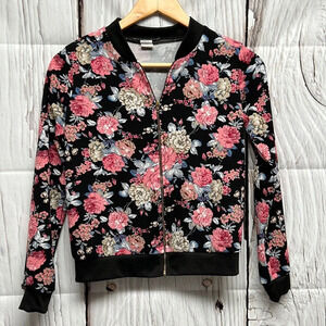 Boho Girlz Black with Floral Lightweight Jacket black - size 14